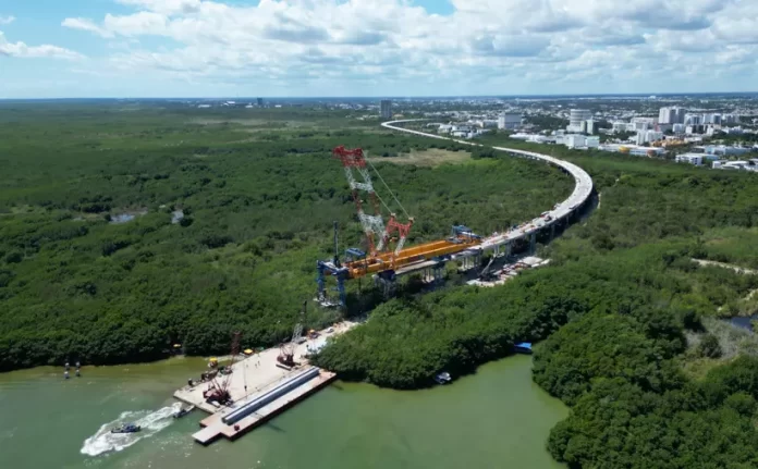 Avance de la construcción del Puente Vehicular Nichupté, una obra clave para la movilidad en Cancún