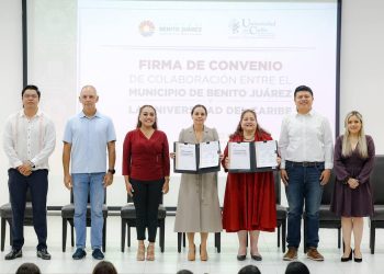Ana Paty Peralta firma convenio con Universidad del Caribe en Benito Juárez