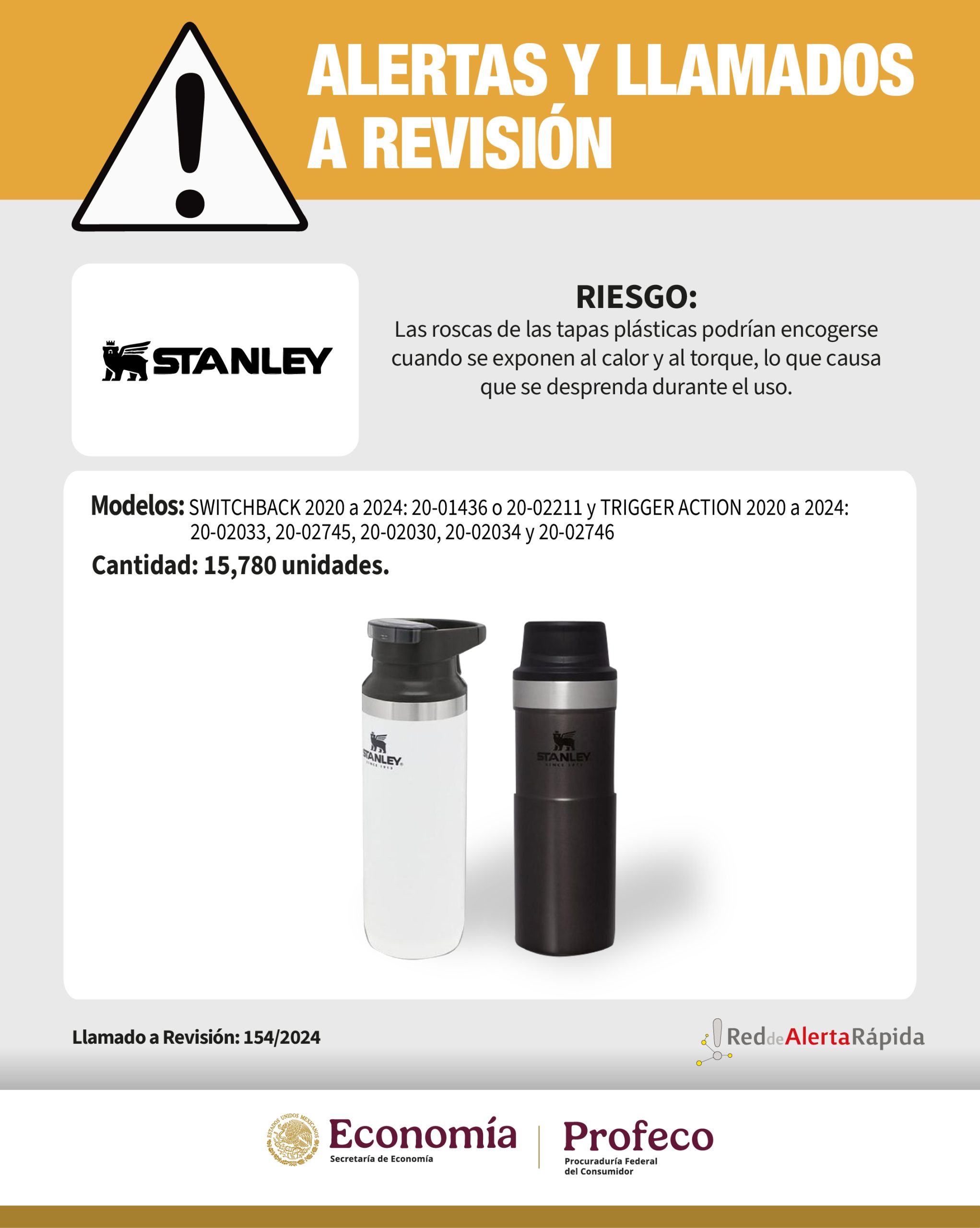 Profeco pide revisión de termo Stanley por problemas con la tapa