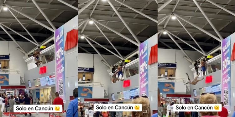 Hombre se tira del techo de la terminal de ADO en Cancún