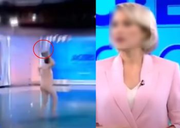 Mujer desnuda ataca a famosa conductora