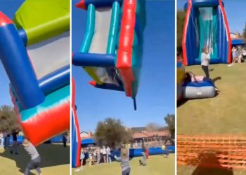 Castillo inflable salió volando durante festival escolar en Krugersdorp, Sudáfrica