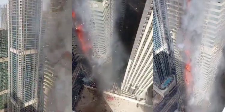 Incendio en la torre Marina Pinnacle de Dubai evacua a 3,820 personas