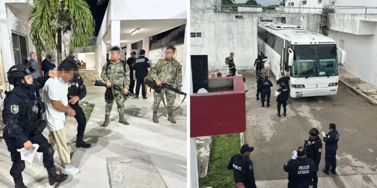 Internos del penal de Cancún son reubicados en operativo conjunto de SSC y Marina