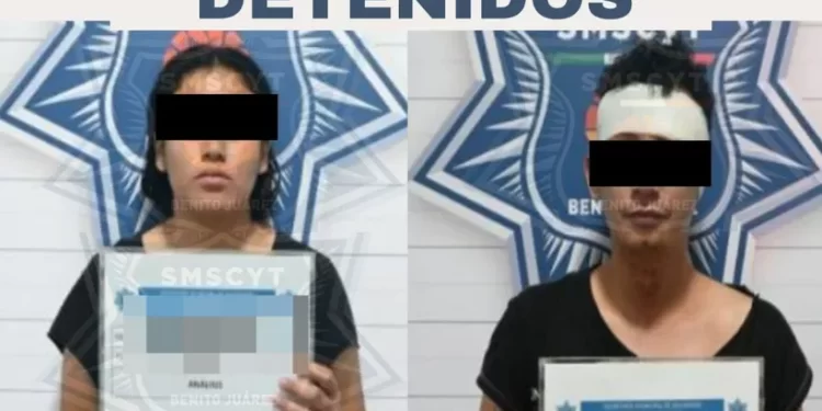 Pareja es arrestada por agresión en la Región 235 de Cancún