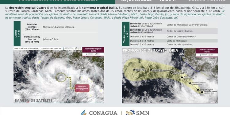 Se forma tormenta tropical “Dalila” en el Pacífico mexicano