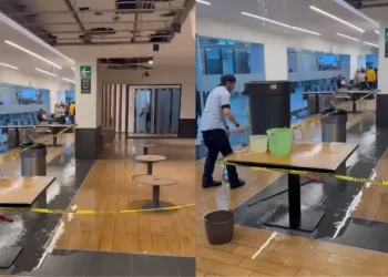 Goteras en el AICM tras fuerte lluvia en CDMX