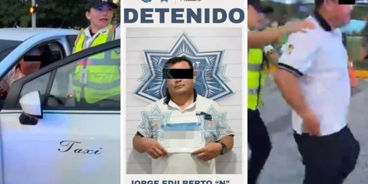 Detienen a taxista por irrumpir protesta en Cancún