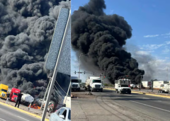 Tren choca con pipa de diésel en Sonora