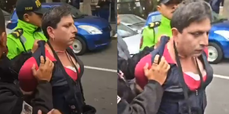 Hombre vestido de mujer causa alarma escolar