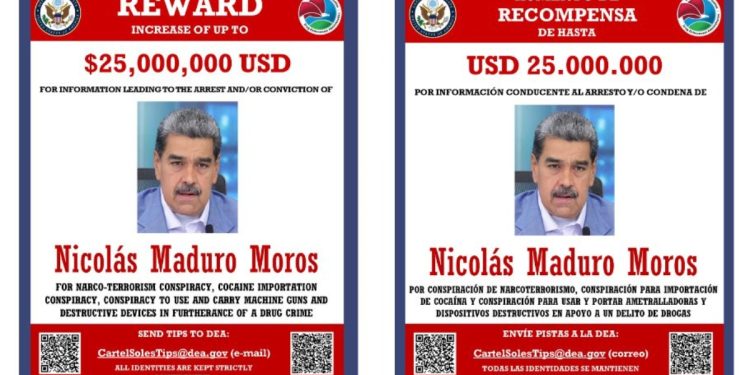 EE.UU. ofrece 25 millones de dólares por Nicolás Maduro