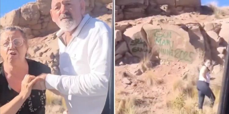 Graban a turistas destruyendo naturaleza en Potrerillos