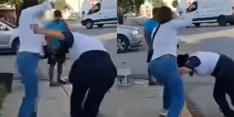 VIDEO: Brutal golpiza de vendedora a guardia en Playa del Carmen