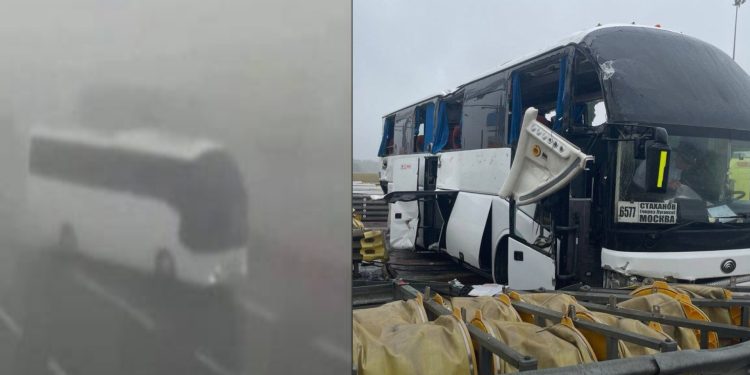 Impactante accidente de autobús en autopista rusa