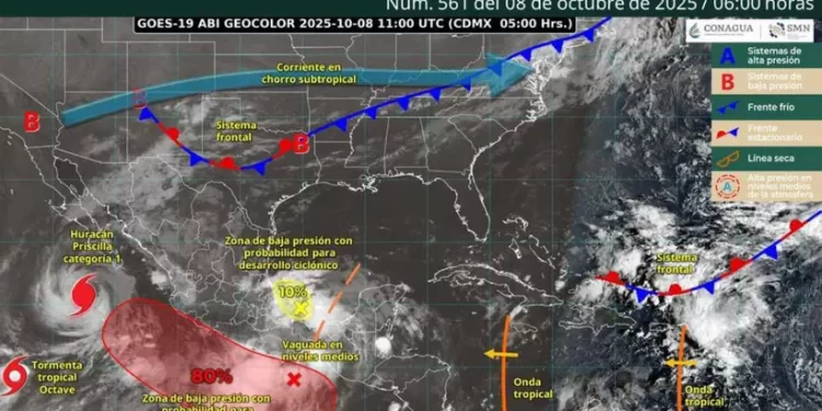 Prevén lluvias intensas en Quintana Roo por sistema de baja presión en el Golfo de México