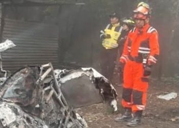 Restos de avioneta accidentada en Tecpán, Guatemala, donde murieron tres personas.