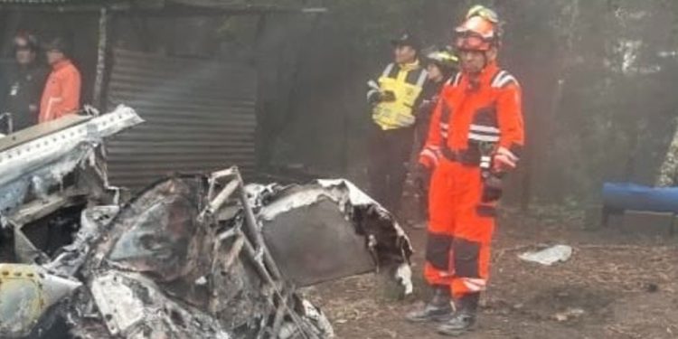 Restos de avioneta accidentada en Tecpán, Guatemala, donde murieron tres personas.