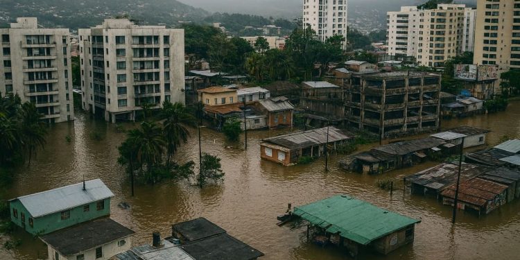 Casas y calles inundadas tras intensas lluvias en Veracruz y Tabasco; la desaparición del Fonden vuelve al debate público.