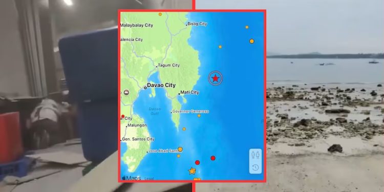 Mapa de Filipinas con la isla de Mindanao resaltada en rojo, marcando el epicentro del terremoto de magnitud 7.4 ocurrido el 10 de octubre de 2025.