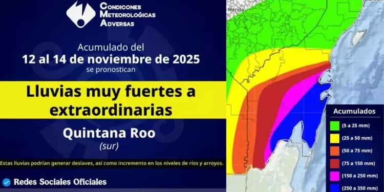 Activan Operativo Tormenta por intensas lluvias en Quintana Roo