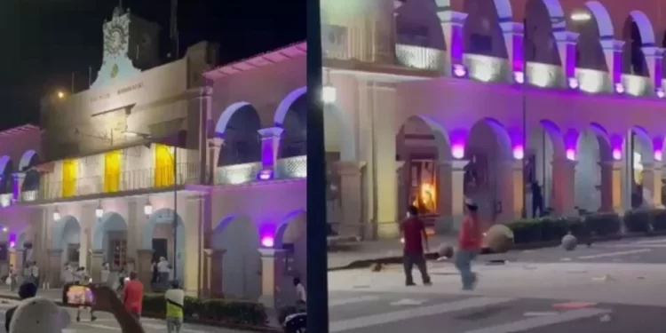 Incendian el Palacio Municipal de Apatzingán en medio de protestas por el asesinato de Carlos Manzo