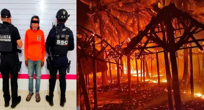 Detienen a presunto responsable de incendiar más de 250 palapas en Mahahual