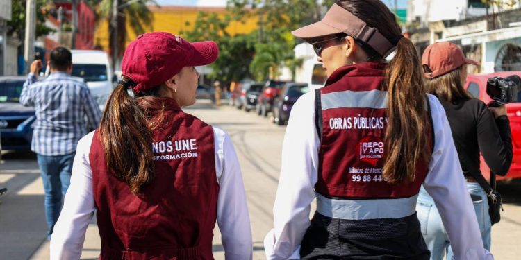 Ana Paty Peralta supervisa repavimentación en avenida Kabah