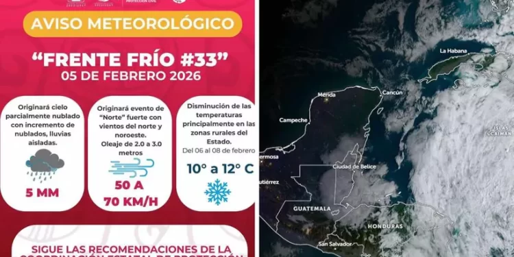 Efectos del Frente Frío 33 seguirán en Quintana Roo