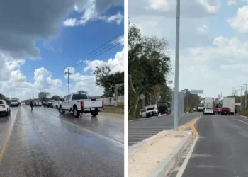 Bloquean carretera Cancún–Leona Vicario por quema de autos y presencia armada