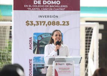 Destaca Ana Paty Peralta cumplimiento con nuevos domos escolares en Cancún
