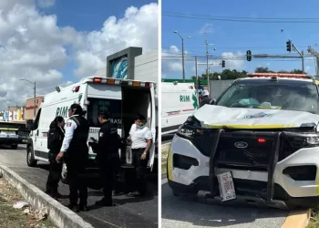 Choque entre patrulla municipal y motociclista deja un lesionado en Cancún