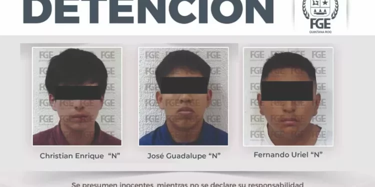 FGE captura a tres presuntos integrantes de célula delictiva en Cozumel por narcomenudeo