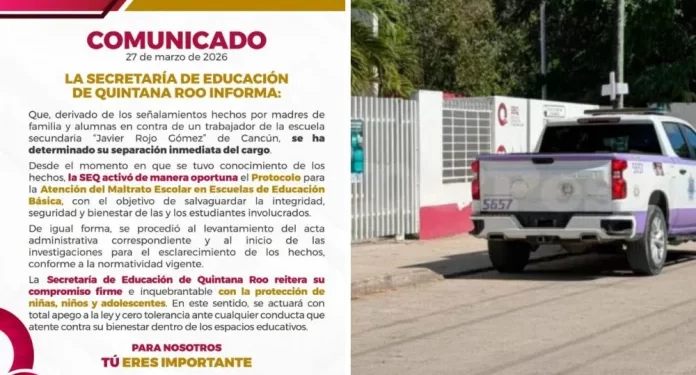 SEQ separa de su cargo a maestro de secundaria en Cancún tras denuncias
