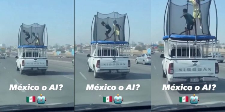 Graban a niños saltando en trampolín sobre camioneta en marcha en Puebla