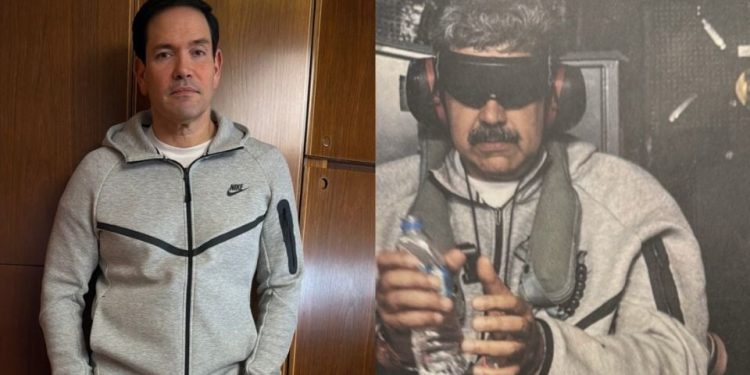 Marco Rubio posa en Air Force One con el outfit que usó Nicolás Maduro al ser detenido