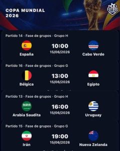 Partidos del Mundial 2026 hoy lunes 15 de junio con horarios en México