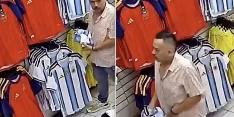 Captan robo de playera de Argentina en Nuevo León: redes lo exhiben y termina pagando