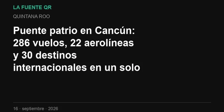 Puente patrio en Cancún: 286 vuelos, 22 aerolíneas y 30 destinos internacionales en un solo día