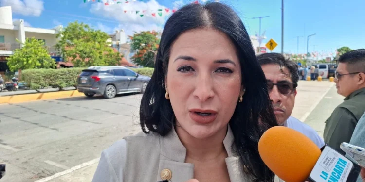 Estefanía Mercado, presidenta municipal de Playa del Carmen, durante entrevista sobre la investigación al ex tesorero Javier Regalado