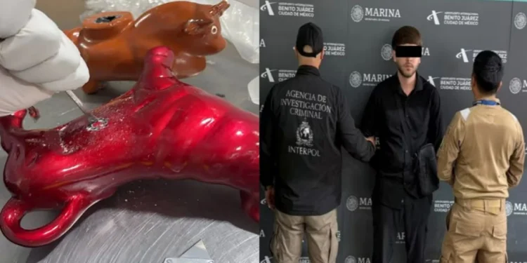 Aseguran cocaína oculta en artesanías procedentes de Perú en el AICM