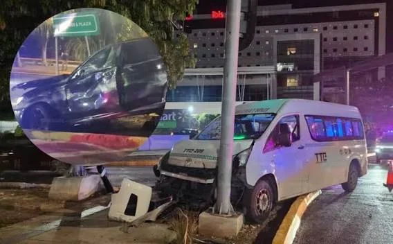 Choque entre BMW y combi deja fuertes daños frente a Plaza Las Américas